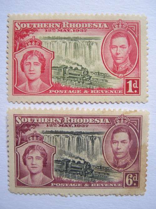 SOUTHERN RHODESIA - 1937 CORONATION - SELECTION OF 2 STAMPS - MHR