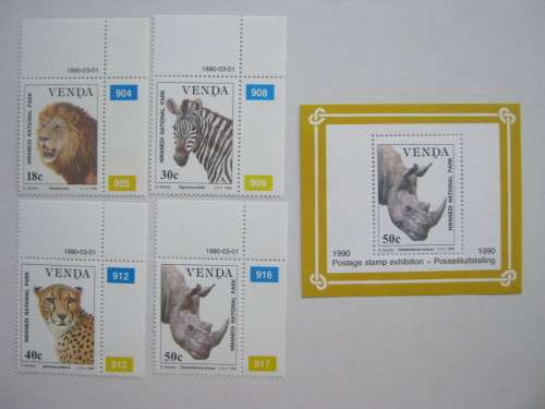 VENDA - 1990 WILDLIFE CONSERVATION - FULL SET OF 4 PLUS FOUNDATION MINISHEET - MNH