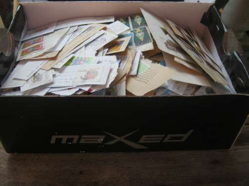 SHOEBOX FULL OF RSA STAMPS ON PAPER - PRE 1990