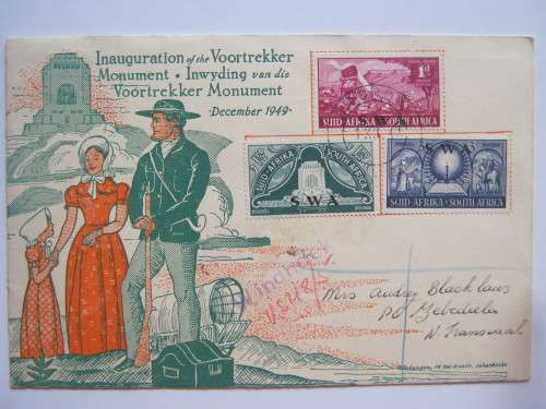 SWA - 1949 VOORTREKKER MONUMENT - SET ON ILLUSTRATED FDC - GOOD/CLEAN ITEM