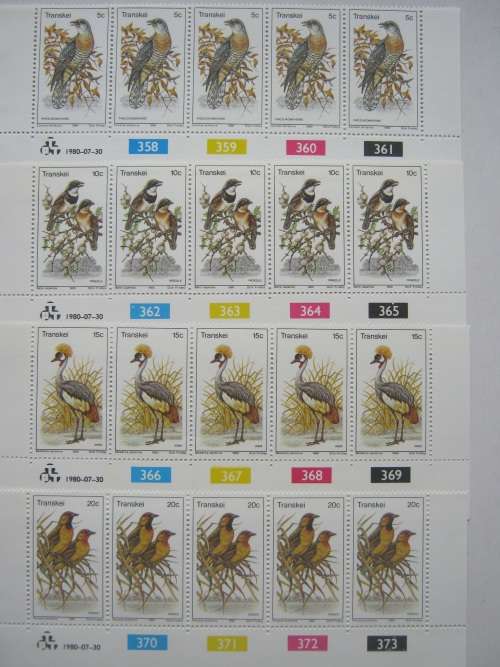 TRANSKEI - 1980 BIRDS - FULL SET OF CONTROLS - MNH