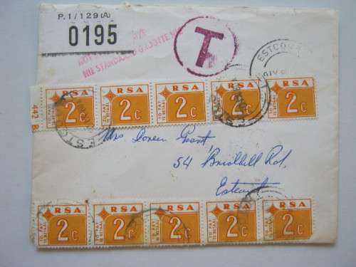 POSTAL HISTORY - RSA 1980 COVER WITH POSTAGE DUES
