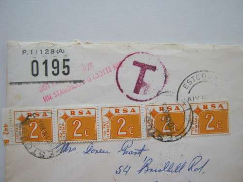 POSTAL HISTORY - RSA 1980 COVER WITH POSTAGE DUES