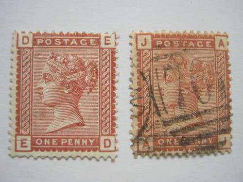 GB QV - 1880-81 DEFIN ISSUE - 2 x 1d VENETIAN RED - MINT NO GUM & UNH