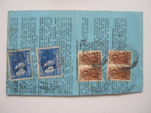 UNION - 1946 POSTAGE STAMPS USED FISCALLY - ON PAPER