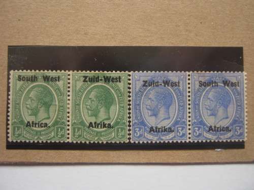 SWA - 1923 DEFIN ISSUE KGV - 1/2d GREEN & 3d BLUE OPTD - PAIRS - UNUSED