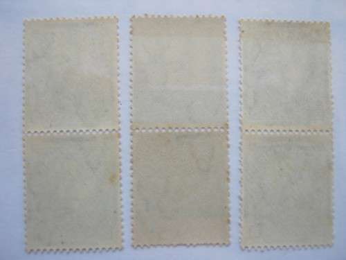 UNION - 1943 COIL STAMPS - 1/2d BLUE-GREEN - 3 x VERTICAL PAIRS (DIFFERENT SHADES) - MNH