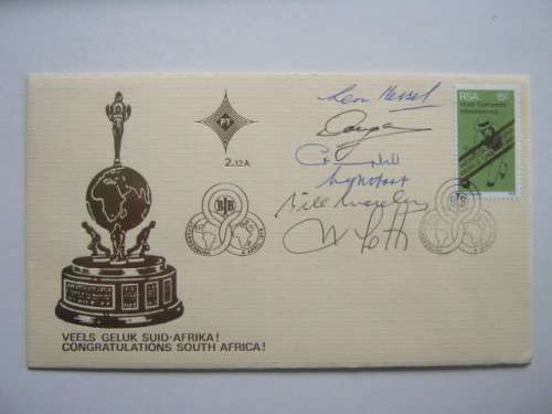 RSA - 1976 World Bowls Champions - Official FDC #2.12A signed by team members