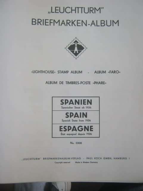 EMPTY LIGHTHOUSE STAMP ALBUM WITH SLIPCASE - SPAIN FROM 1936 TO 1965 - NO STAMPS