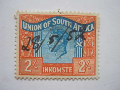 UNION - 1946-52 REVENUES - LANGUAGE ERROR - 2/- ORANGE & BLUE - USED