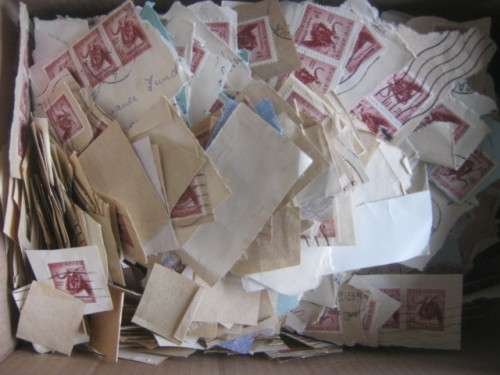 BISCUIT BOX OF UNION 1d STAMPS ON PAPER - SOME GOOD CANCELLATIONS SPOTTED