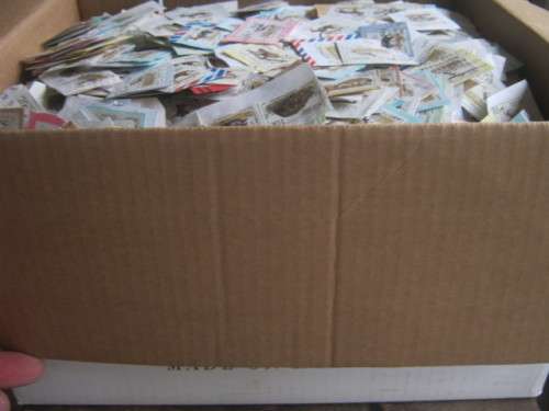 WINE BOTTLE BOX OF RSA 6th DEFIN ISSUE STAMPS ON PAPER - SOME GOOD CANCELLATIONS SPOTTED