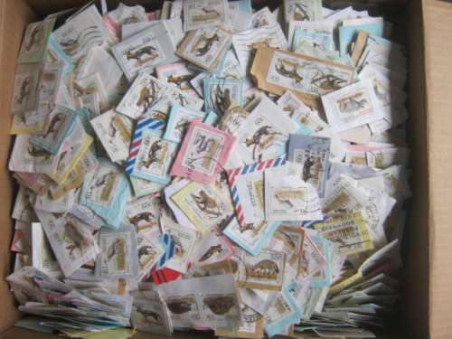 WINE BOTTLE BOX OF RSA 6th DEFIN ISSUE STAMPS ON PAPER - SOME GOOD CANCELLATIONS SPOTTED