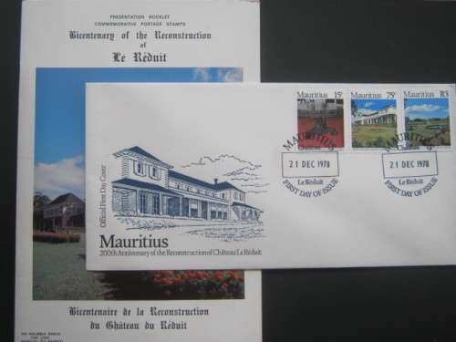 MAURITIUS - 1978 BICENTENARY OF RECONSTRUCTION OF CHATEAU LE REDUIT - FDC PLUS BOOKLET (INCL STAMPS)