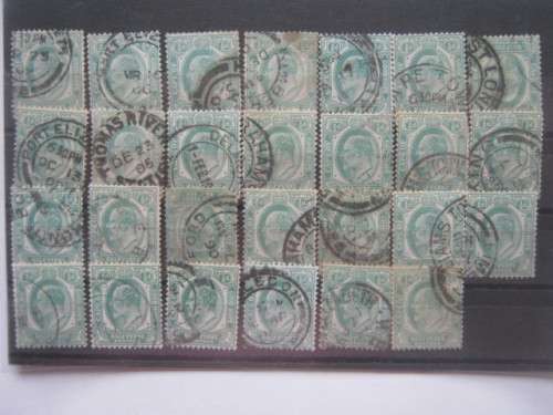 COGH - 1902-04 DEFIN ISSUE KEVII - 1/2d GREEN - SELECTION OF 27 x SINGLES - USED