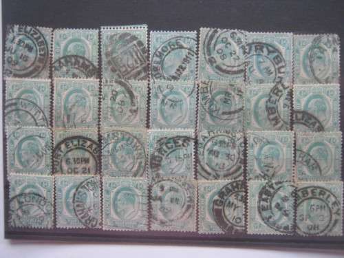 COGH - 1902-04 DEFIN ISSUE KEVII - 1/2d GREEN - SELECTION OF 27 x SINGLES - USED