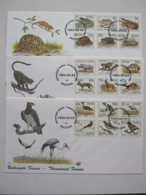 RSA - 1993 6th Defin Issue - Official FDC # 6.1a, 6.1b and 6.1c