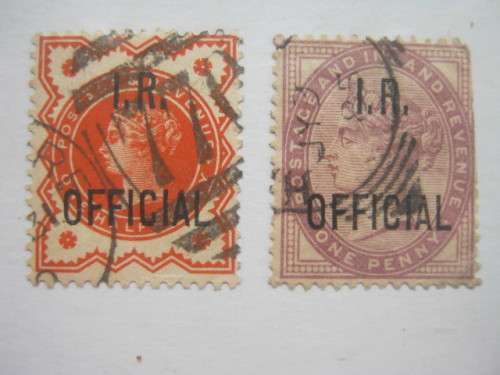 GB QV - 1882-1901 REVENUES - 1/2d & 1d OPTD "I.R. OFFICIAL" SINGLES - USED