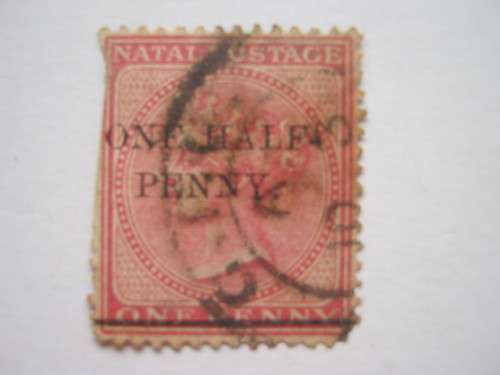 NATAL - 1885 1/2d ON 1D ROSE - POOR SINGLE (GAP FILLER) - USED