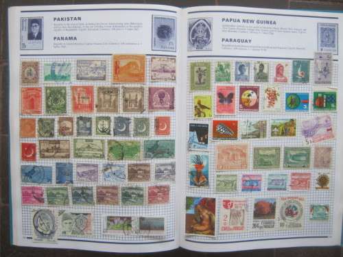 SG `WORLD COLLECTOR` STAMP ALBUM - MIXED WORLD - IN EXCESS OF 4000 STAMPS HERE - VERY GOOD CONDITION