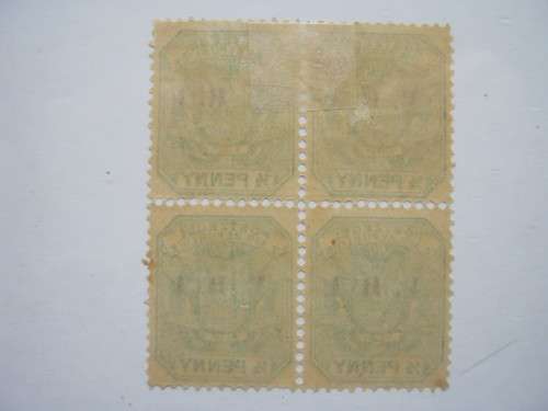 TRANSVAAL - 1900 DEFIN ISSUE (OPTD `VRI`) - 0,5d GREEN - BLOCK OF 4 - UNUSED