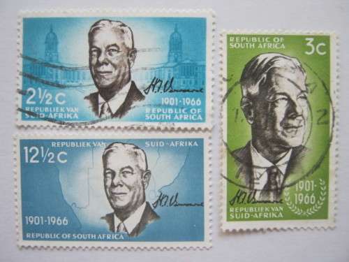 RSA - 1966 VERWOERD COMMEMORATION - FULL SET OF SINGLES - POSTALLY USED