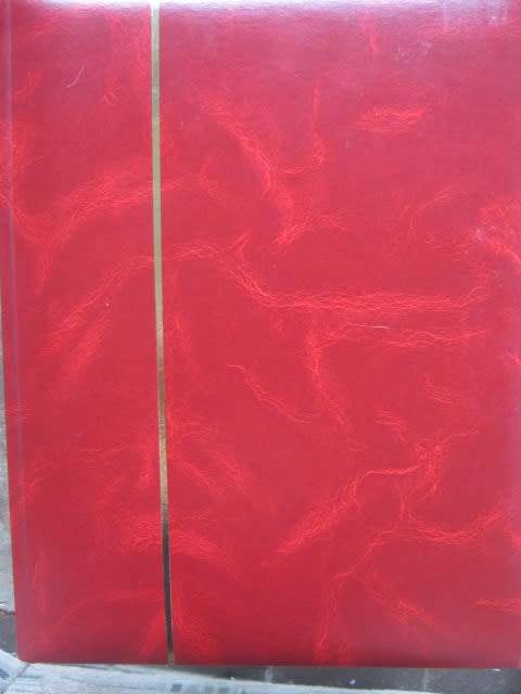 EMPTY STOCKBOOK (RED, PADDED AND WITH 60 x BLACK PAGES) - VERY GOOD CONDITION
