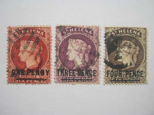 ST. HELENA - 1861 DEFIN ISSUE SURCHARGED - SELECTION OF SINGLES - FINE USED