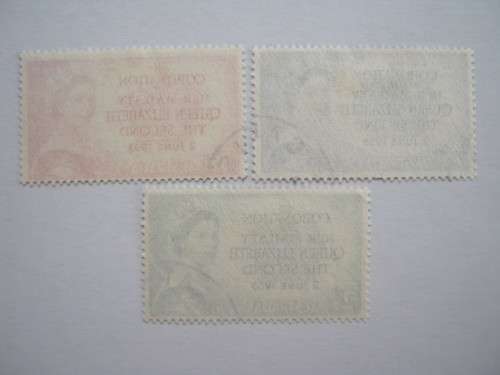 AUSTRALIA - 1953 CORONATION QEII - FULL SET OF 3 SINGLES - FINE USED