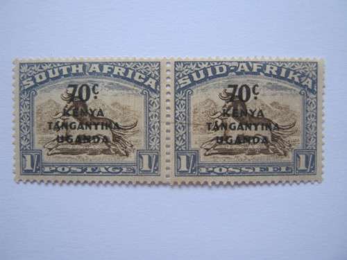 K.U.T. - 1941 STAMPS OF SA OPTD and SURCH - 70c ON 1/- BROWN and BLUE - HORIZONTAL PAIR - UNUSED
