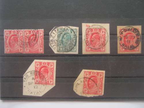 INTERPROVINCIAL - TRANSVAAL 1905-09 DEFIN ISSUE - SELECTION OF STAMPS WITH NATAL CANCELLATIONS