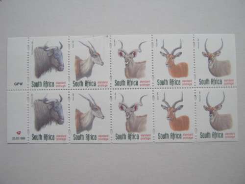 RSA - 1998 6th DEFIN ISSUE - ADDT VALUES - PANE OF 10 WITH DATE 25.03.98 - MNH
