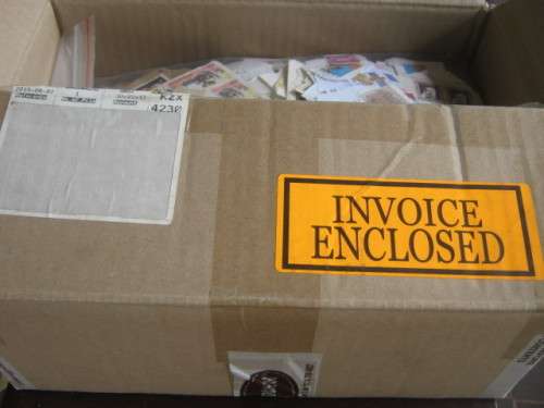 CARDBOARD BOX - MIXED WORLD ON PAPER AND EARLY RSA OFF PAPER - APPROX 85% FULL