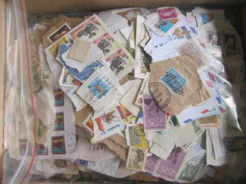 CARDBOARD BOX - MIXED WORLD ON PAPER AND EARLY RSA OFF PAPER - APPROX 85% FULL