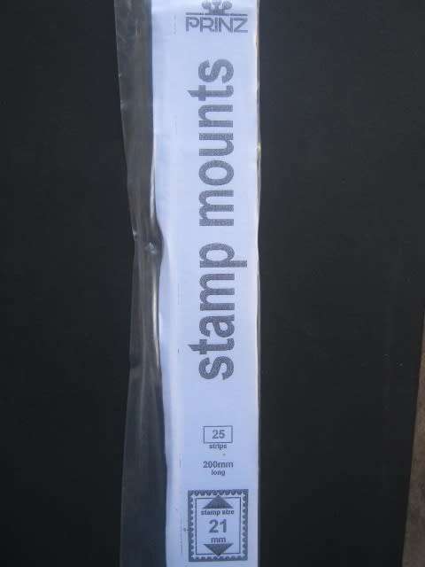 `PRINZ` STAMP MOUNTS - STAMP SIZE 21mm - 25 STRIPS - 200mm LONG