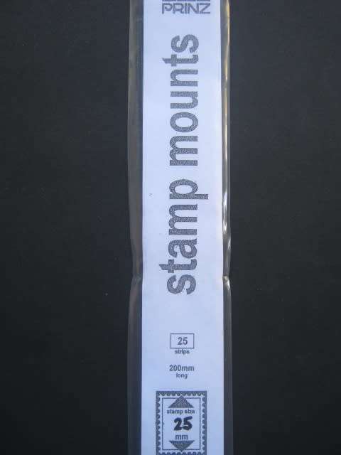 `PRINZ` STAMP MOUNTS - STAMP SIZE 25mm - 25 STRIPS - 200mm LONG