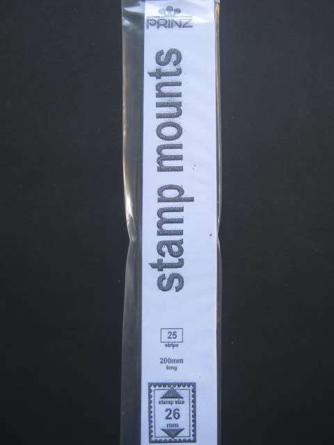 `PRINZ` STAMP MOUNTS - STAMP SIZE 26mm - 25 STRIPS - 200mm LONG