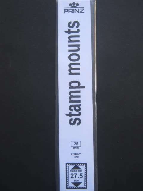 `PRINZ` STAMP MOUNTS - STAMP SIZE 27.5mm - 25 STRIPS - 200mm LONG