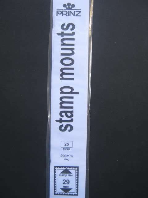 `PRINZ` STAMP MOUNTS - STAMP SIZE 29mm - 25 STRIPS - 200mm LONG