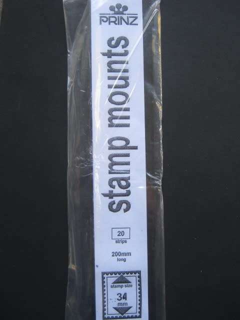 `PRINZ` STAMP MOUNTS - STAMP SIZE 34mm - 20 STRIPS - 200mm LONG