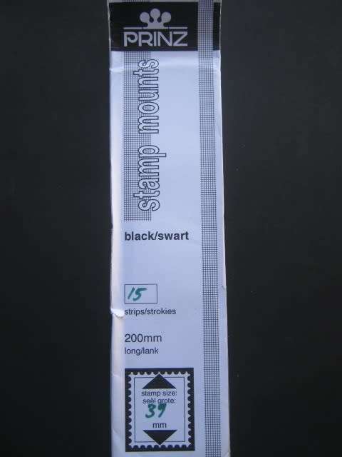 `PRINZ` STAMP MOUNTS - STAMP SIZE 39mm - 15 STRIPS - 200mm LONG