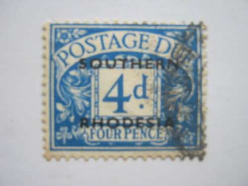 SOUTHERN RHODESIA - 1951 POSTAGE DUE - 4d BLUE SINGLE - FINE USED