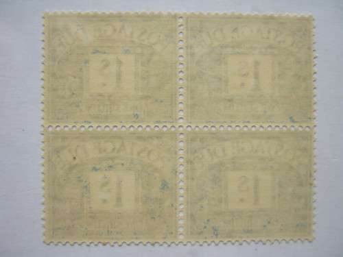 SOUTHERN RHODESIA - 1951 POSTAGE DUES (OPTD) - 1/- DEEP BLUE - BLOCK OF 4 - MNH