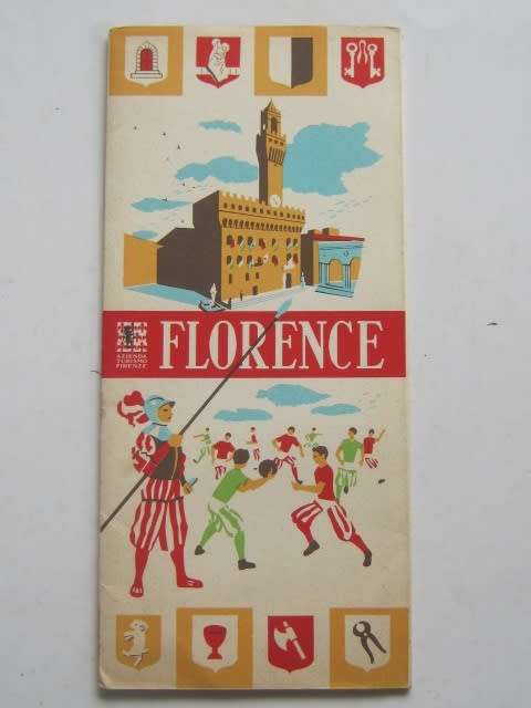 VINTAGE TOURIST MAP OF FLORENCE, ITALY - 1954