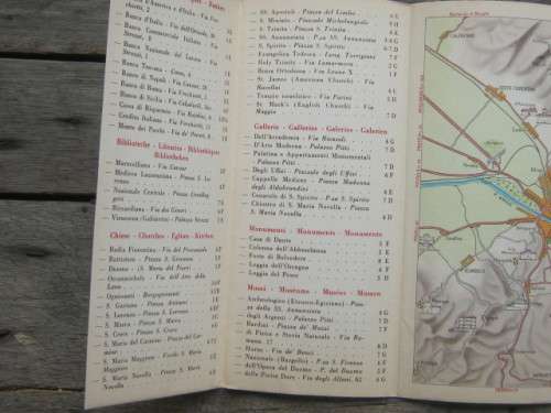 VINTAGE TOURIST MAP OF FLORENCE, ITALY - 1954