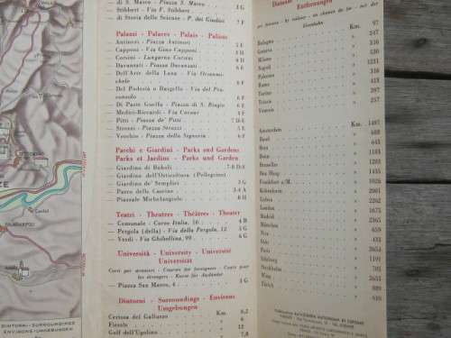 VINTAGE TOURIST MAP OF FLORENCE, ITALY - 1954