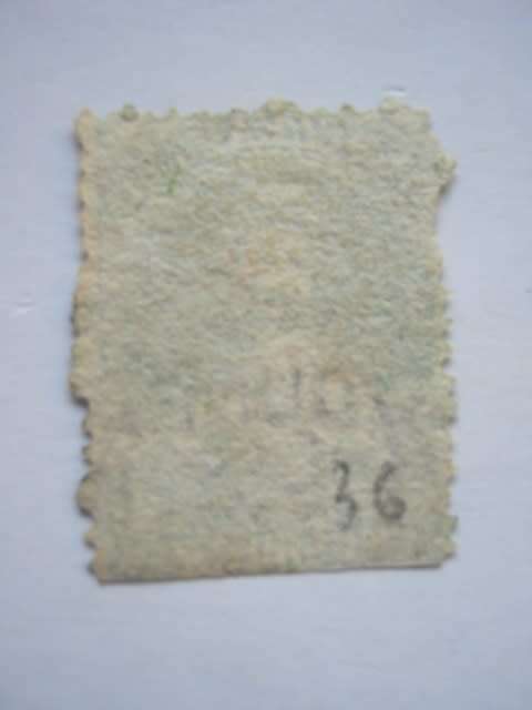 New Zealand - 1864-67 Defin Issue "QV" - 1/- Yellow-green - Single - Used