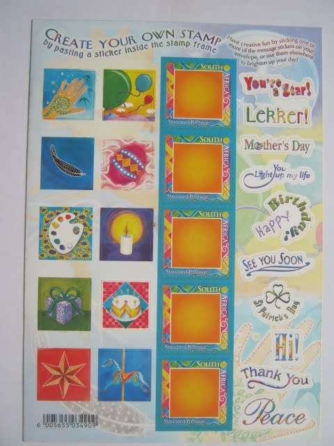 RSA - 2001 CREATE YOUR OWN STAMP (STAMPS AND LABELS ON BOTH SIDES) - COMPLETE SHEET - MNH