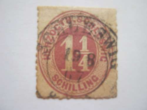 SCHLESWIG-HOLSTEIN - 1864 DEFIN ISSUE - 1and1/4s LILAC - SINGLE - USED