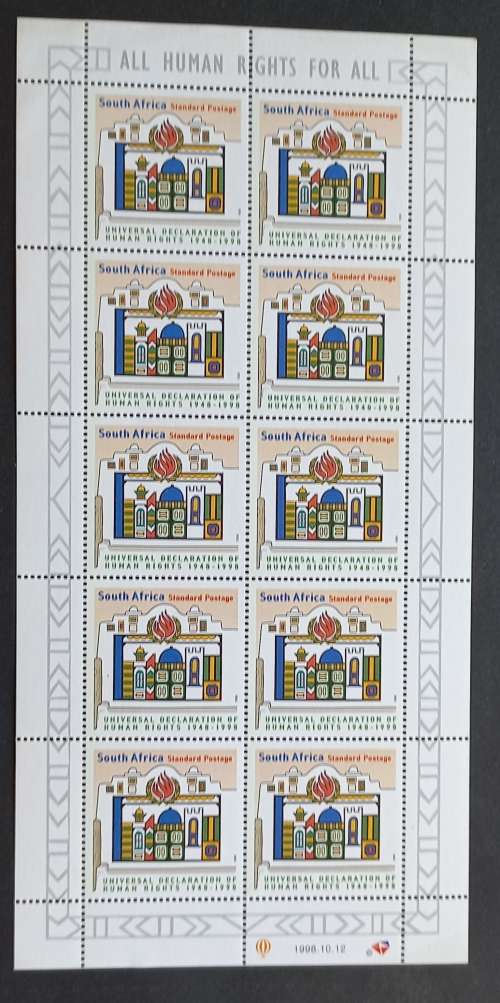 RSA - 1998 UNIVERSAL DECORATION OF HUMAN RIGHTS - FULL SHEETLET OF 10 - MNH